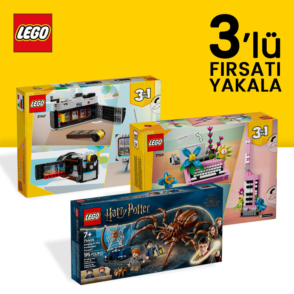 LEGO 3'lü Özel Set Paketi Retro Kamera + Çiçekli Daktilo + Harry